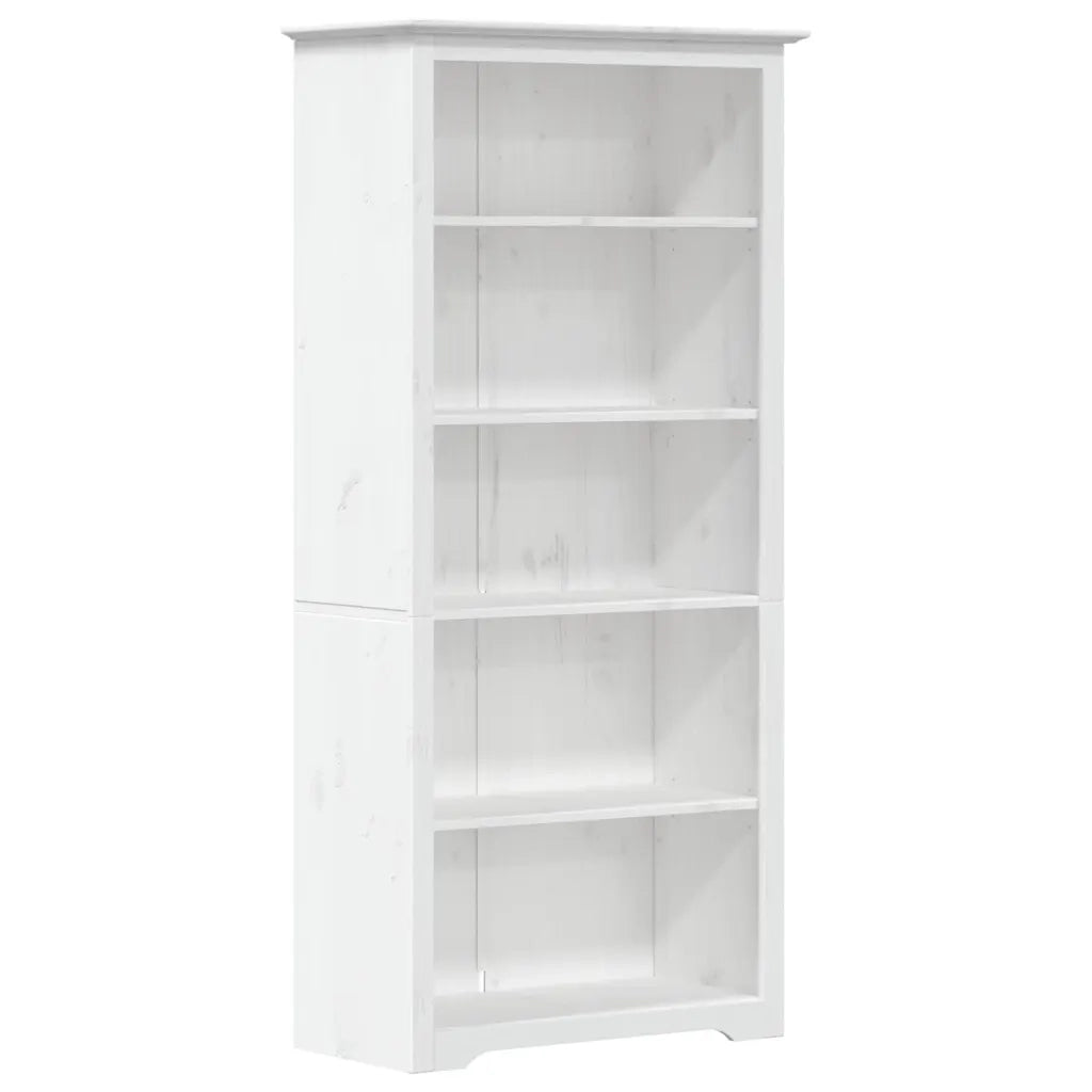 Libreria-Scaffale per Libri-Mobile di Stoccaggio BODO 5 Ripiani 82x40x173 cm Legno Massello Pino Bianco