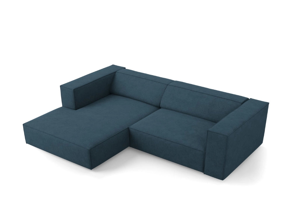 Cosmopolitan Design - Divano angolare sinistro "Arendal" 3 posti in ciniglia con effetto a coste blu scuro 