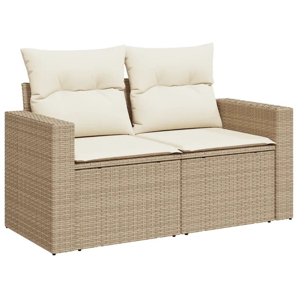 Set Divano da Giardino 9 pz con Cuscini Beige in Polyrattan 3325444