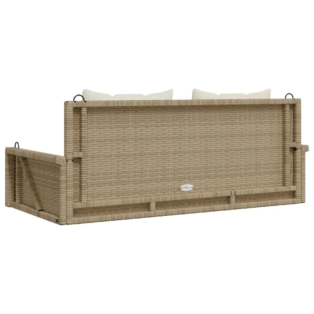 Panca da Giardino | Panchina a Dondolo con Cuscini Beige 119x56x48 cm in Polyrattan