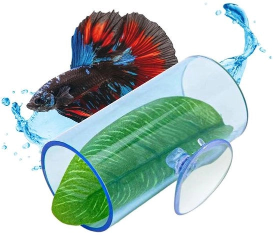 Tunnel Acquario per Pesci Betta - Realizzato in Acrilico - Adatto per Gamberi/Crabi - Ambientazione Naturale - Compreso Filtro - Estetica Acquario Migliorata - Decorazione Acquario