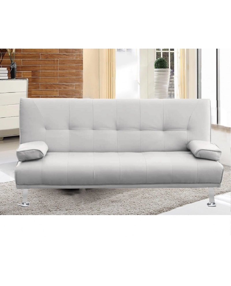 Divano letto reclinabile 3 posti ecopelle bianco doppio cuscino Sicorage Kidren