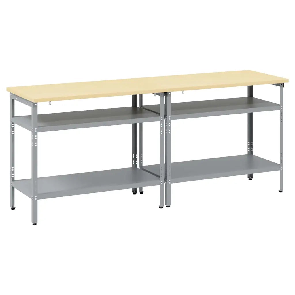 Set banco da lavoro 2 pcs Beige e grigio 200 x 55 x 85 cm 3321390