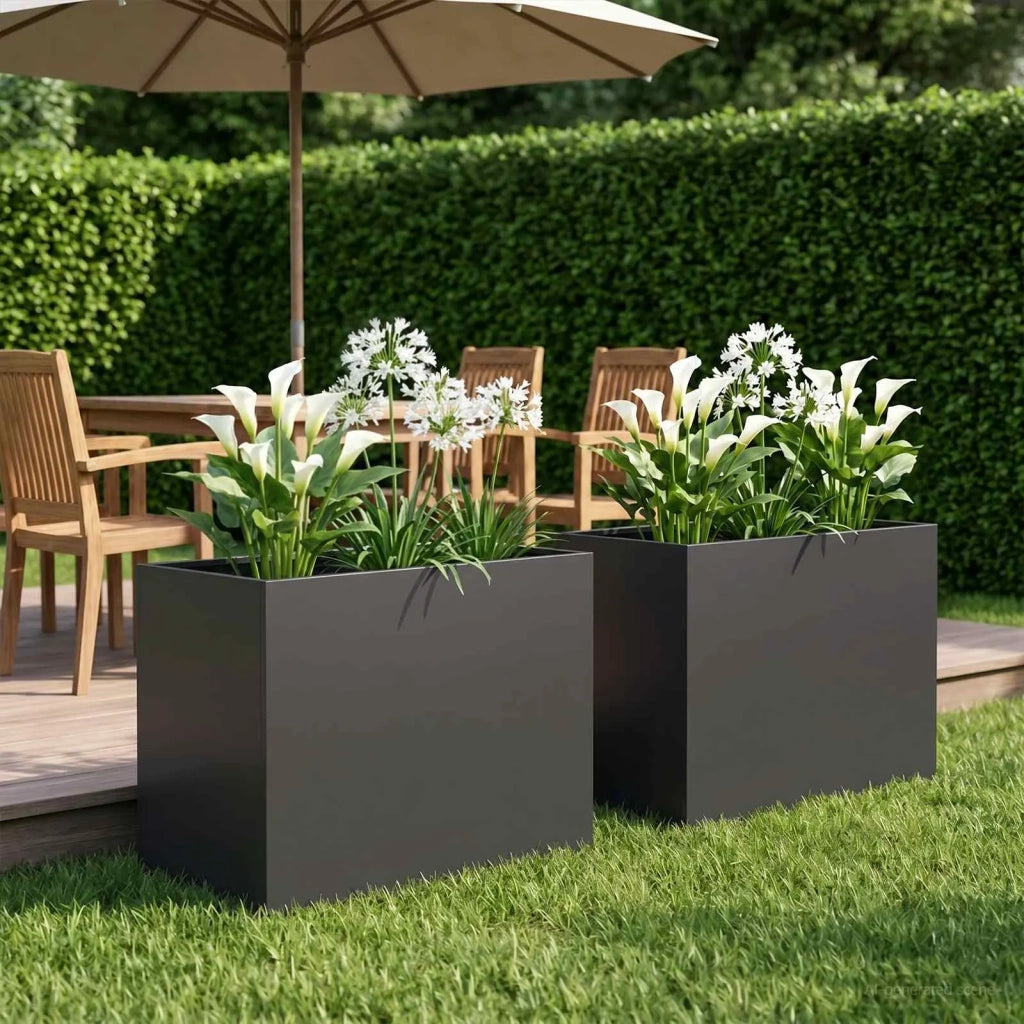 Vaso da giardino 2 pz Nero 60 x 40 x 50 cm 8005695