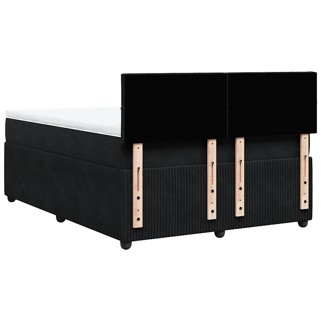 Giroletto a Molle con Materasso Nero 140x190 cm in Velluto