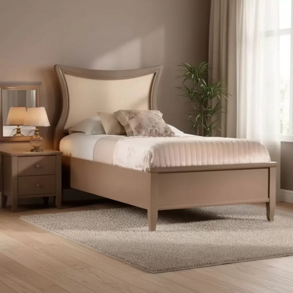 Letto sagomato singolo tortora in legno 105x210x116 - Mobili 2G