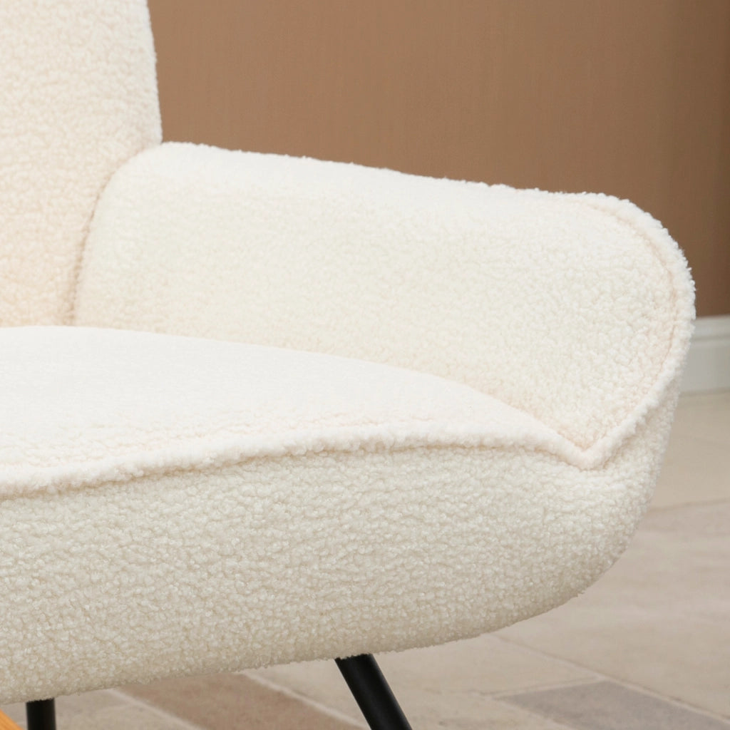 Poltrona a Dondolo con Vello Sherpa ¨C Zephmum ¨C 63x95x97 cm Natur+ Creme