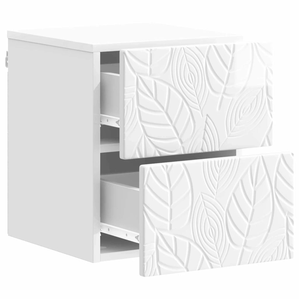 Mobiletto da notte a muro 2 pz Bianco Lucido 34,5 x 33 x 40 cm 898814