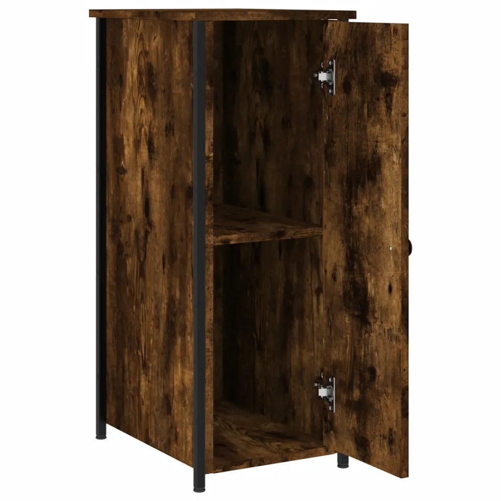 Comodino | Armadio da Notte | Mobiletto da notte Rovere Fumo 32x42x80 cm in Legno Multistrato