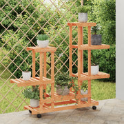 Portafiori con Ruote-Supporto per Piante Mobile-Rastrelliera per Fiori 95x25x101 cm in Legno Massello di Abete 837875