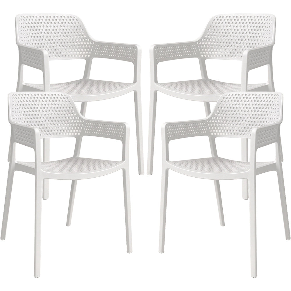 Set 4 Sedie Ergonomiche in Polipropilene Bianco con Schienale e Seduta Forati