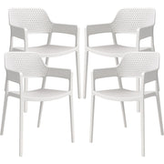 Set 4 Sedie Ergonomiche in Polipropilene Bianco con Schienale e Seduta Forati
