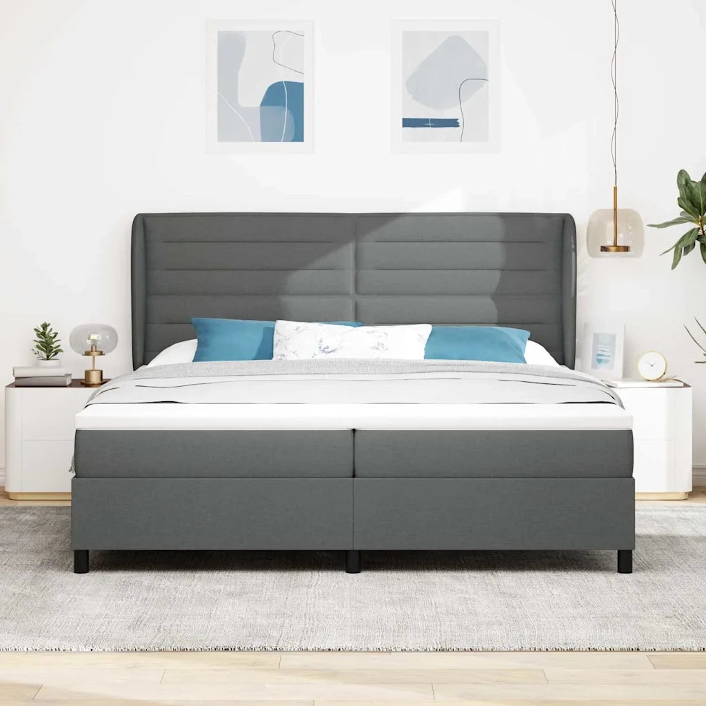 Letto a molle con materasso Grigio scuro 200 x 200 cm Tessuto 3340523