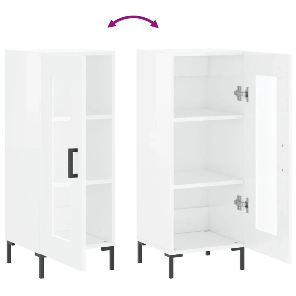 Buffet credenza cassettiera mobiletto mobile contenitore organizer per cucina soggiorno finitura lucida 34,5 x 34 x 90 cm legno ingegnerizzato bianco 02_0030632