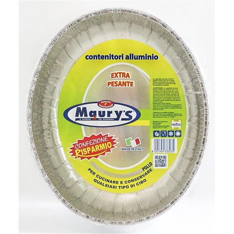 MAURY'S CONTENITORE PER ALIMENTI TEGLIA IN ALLUMINIO PER POLLO 8 PORZIONI 2PZ EXTRA PESANTE