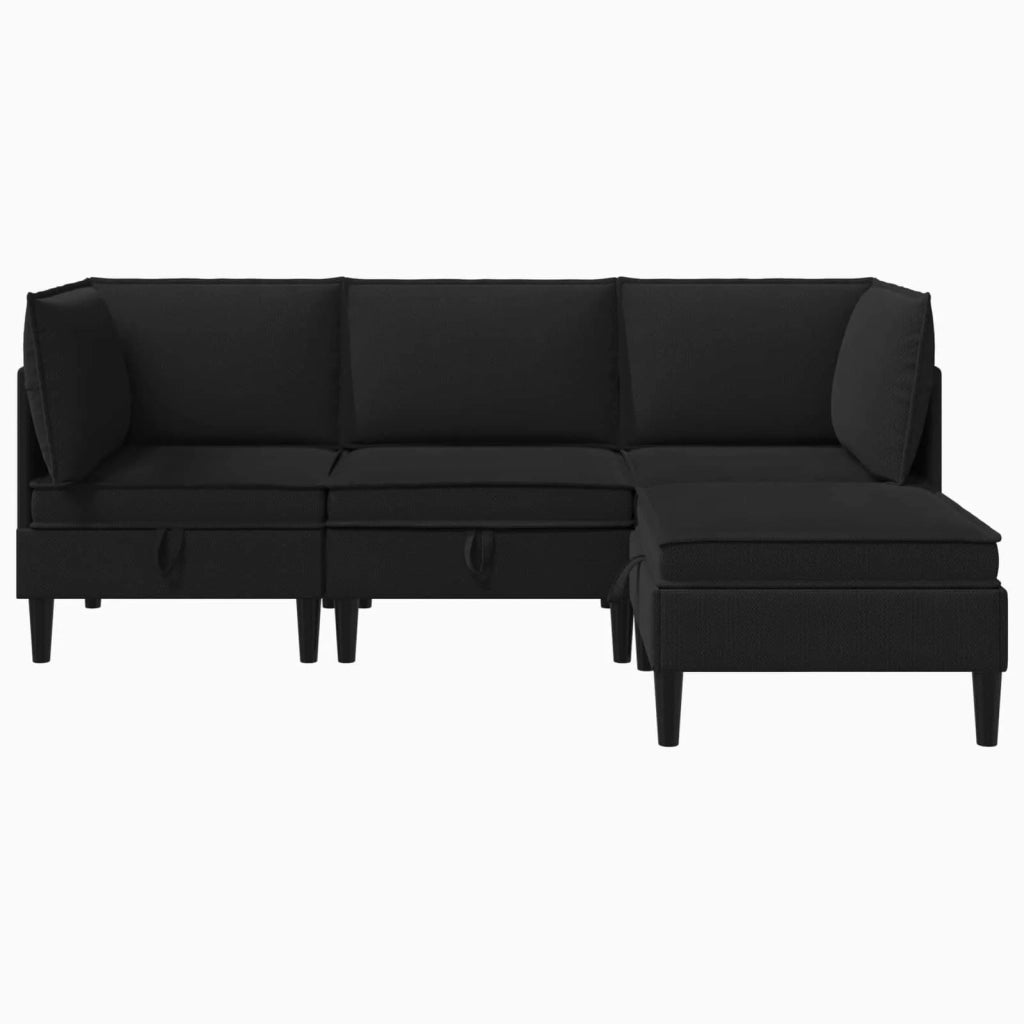 Set di mobili per il soggiorno 4 pcs Nero Tessuto