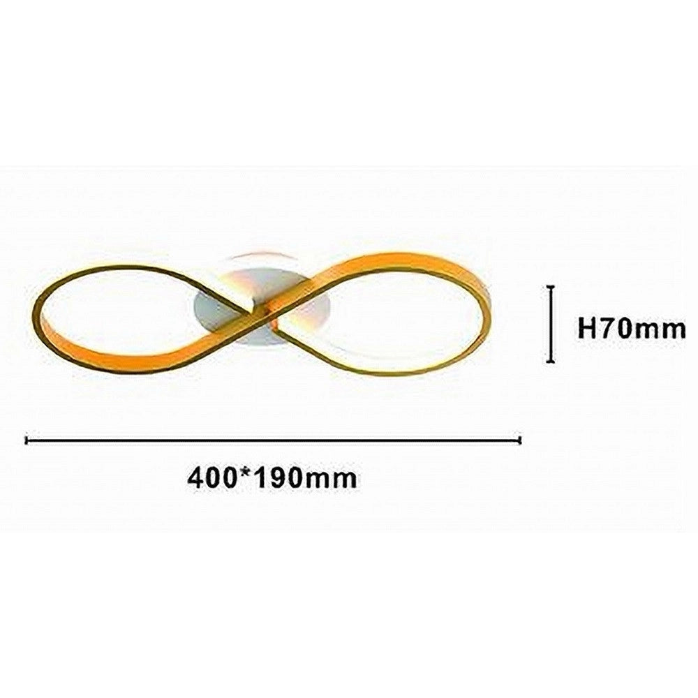 Trade Shop - Plafoniera Moderna Led 22w Intrecciato Forma Infinito Oro Luce Fredda 6500k 71323 -