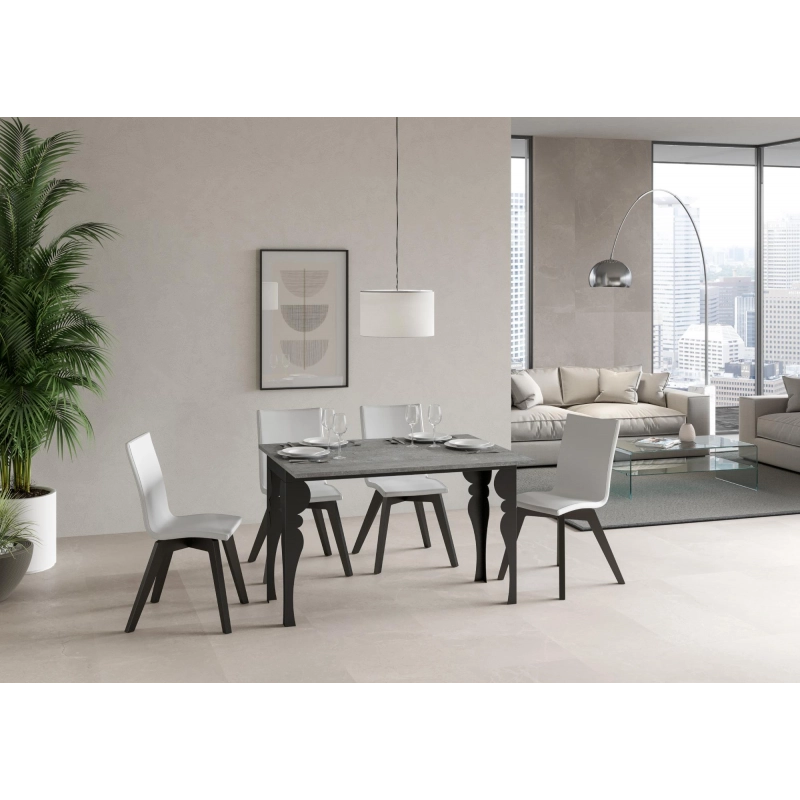 Tavolo apribile 120/200x45/90 cm Paxon Double telaio Antracite - Cemento