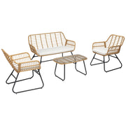 Set di mobili da giardino TIGA in resina intrecciata 4 posti - cuscini crema