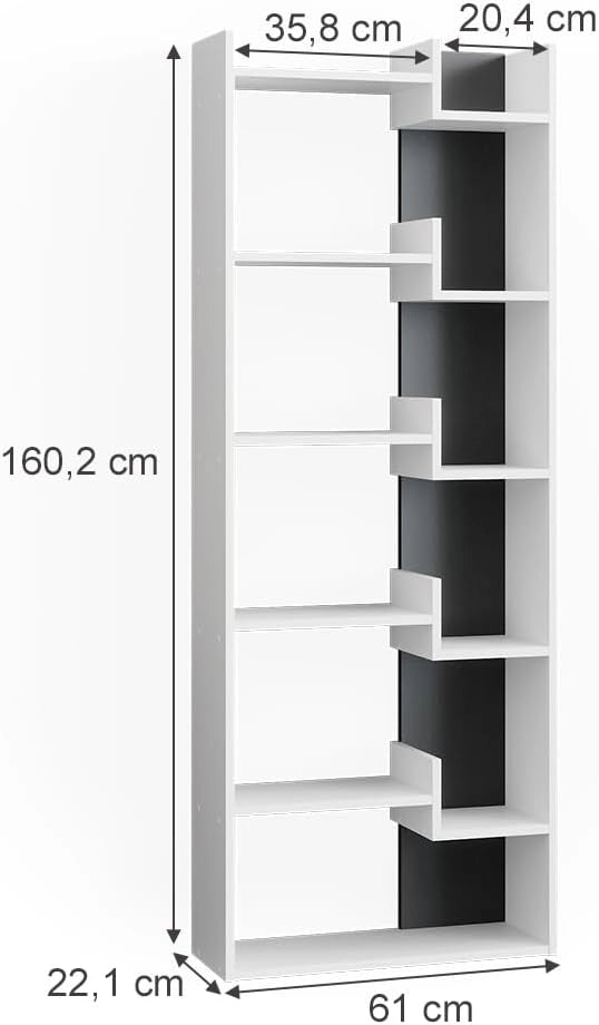 Divisorio per ambienti Fico, Antracite, 61 x 160.2 cm, per la separazione degli ambienti e lo stoccaggio con struttura a scaffale aperto