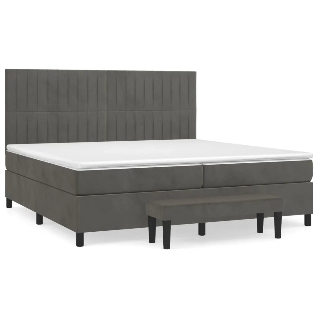 Giroletto a Molle con Materasso Grigio Scuro 200x200 cm Velluto cod mxl 35361