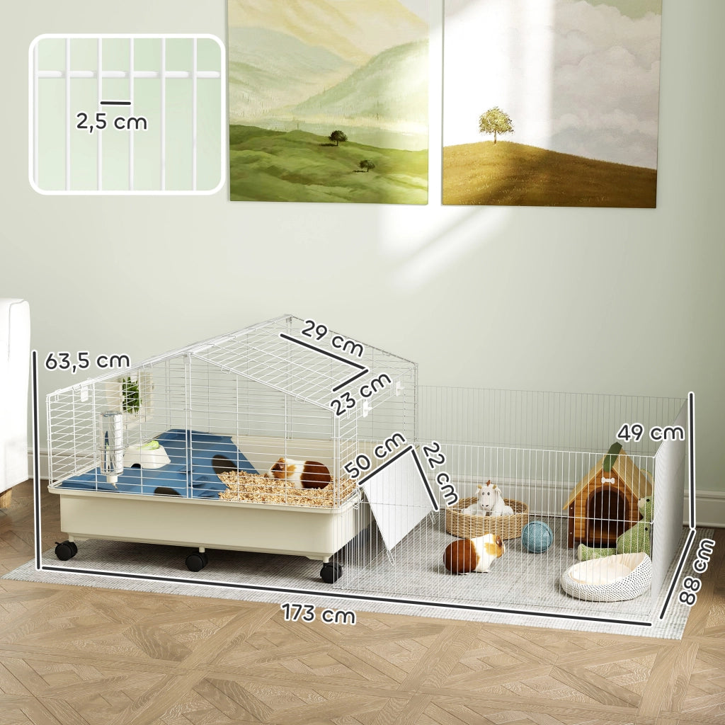 Gabbia per piccoli animali ¨C zephmum ¨C 2 livelli, rampa, mangiatoia, beverino, bianco