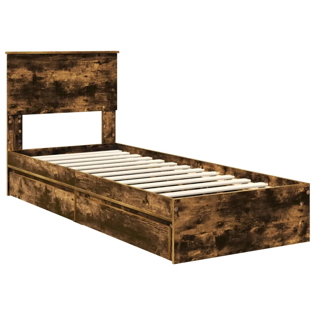 Letto con Contenitore Rovere fumé 75 x 190 cm Legno multistrato