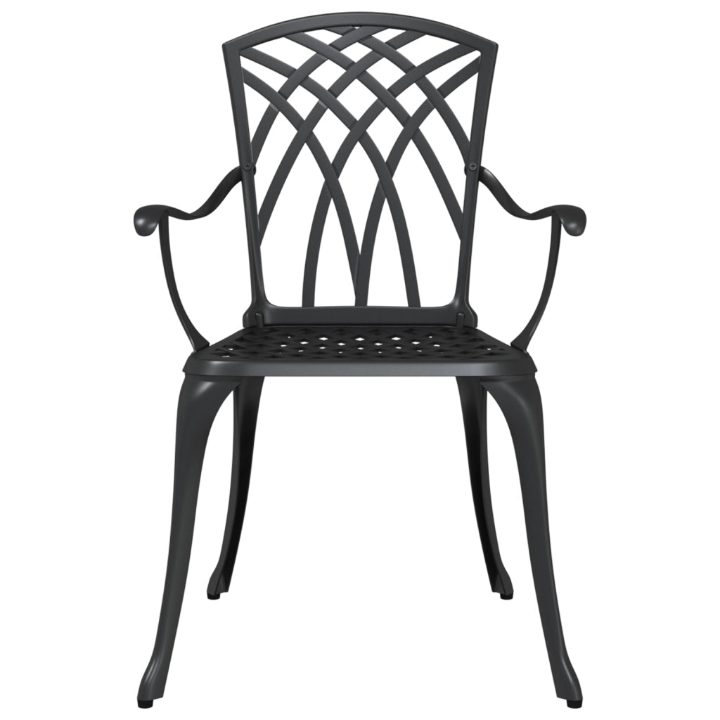 Sedia da giardino  2 pz Nero in alluminio pressofuso