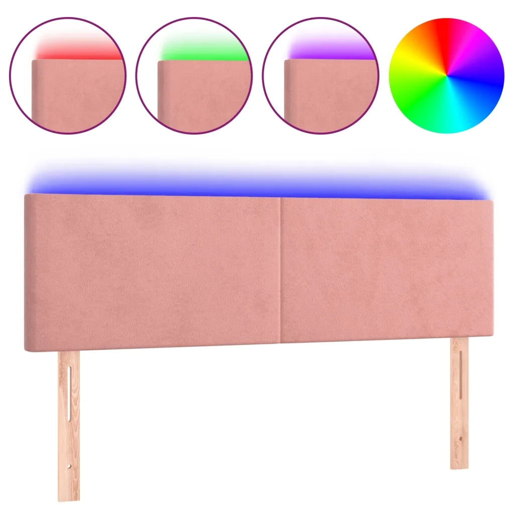 Testiera a LED Rosa 144x5x78/88 cm in Velluto 3121385