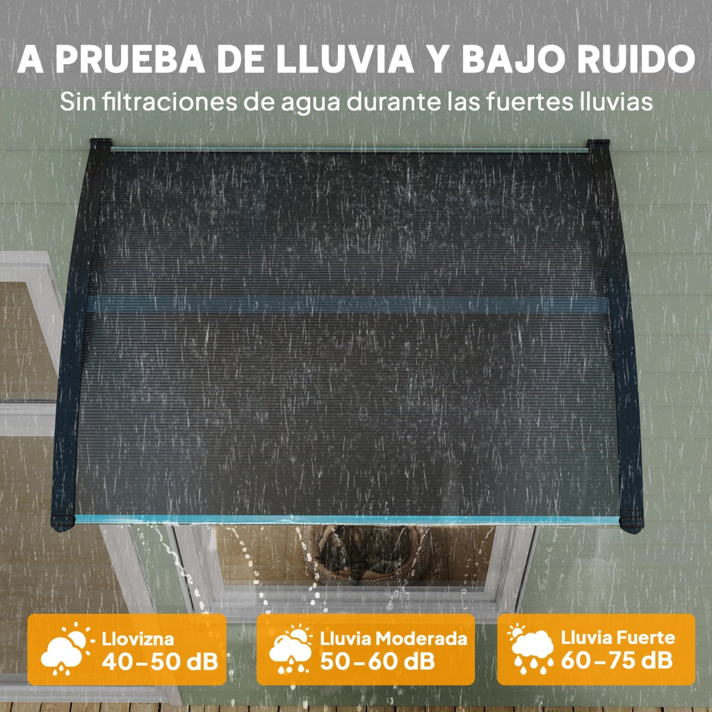 Tettoia Protezione Sole Pioggia ¨C zephmum ¨C Policarbonato Nero 100x75x23