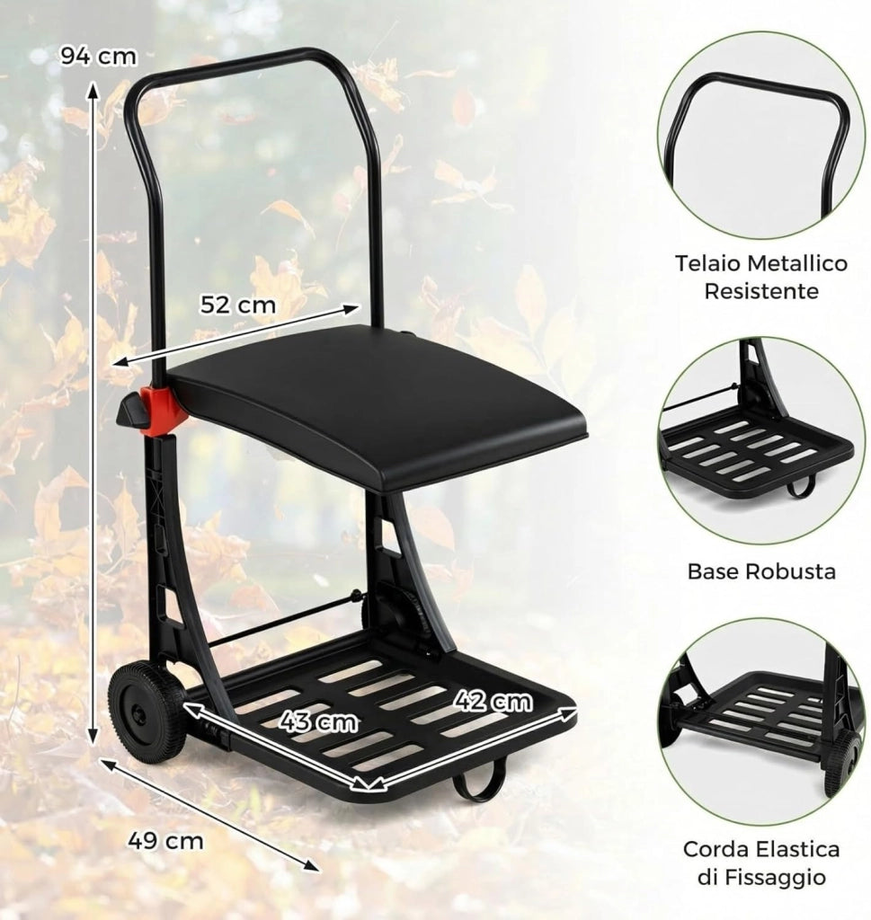 Carrello Portasacco Immondizia da Giardino, Supporto Porta Sacchi di Diverse Dimensioni, con Ruote, Coperchio e Altezza Regolabile, Carriola per Foglie, Rifiuti, Raccolta Differenziata