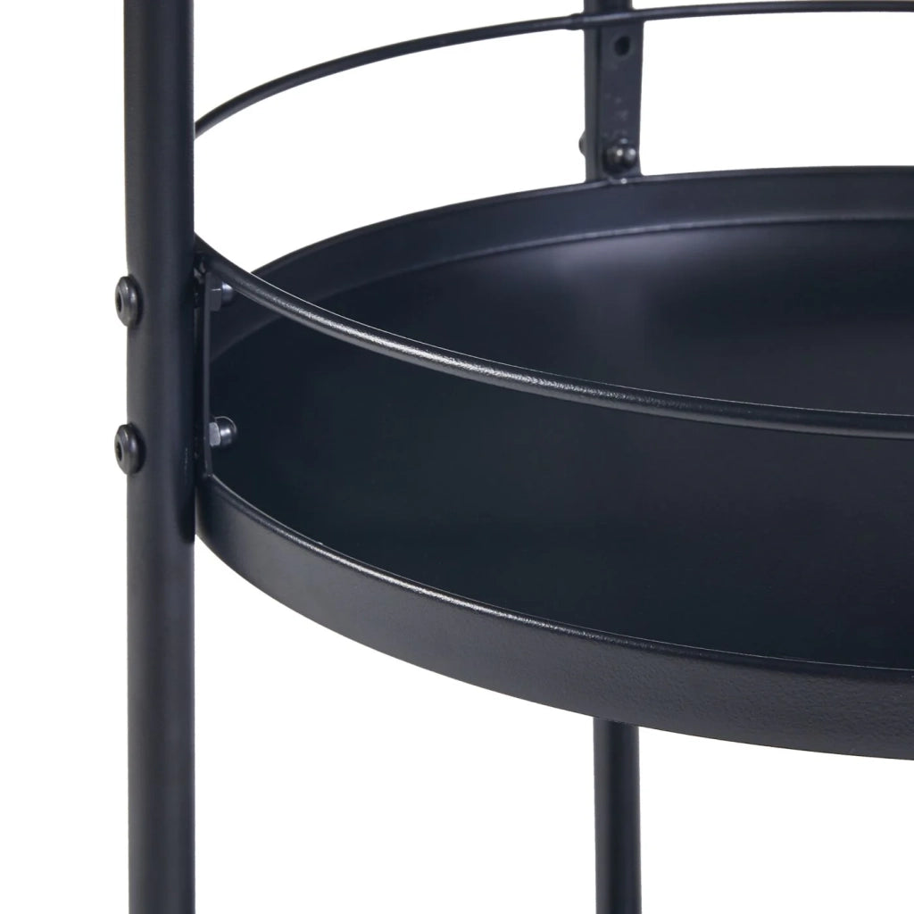 Carrello di servizio mobile contenitore per cucina/soggiorno con 3 ripiani rotondi 75 x 45 cm metallo nero 03_0009227