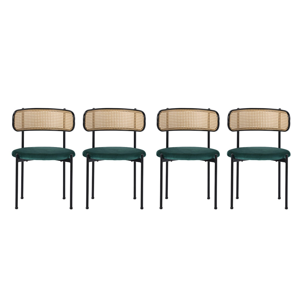 Set tavolo e sedie da pranzo 5 pezzi con 4 sedie in velluto e 1 tavolo rettangolare, nero/grigio