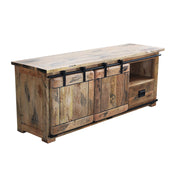 MOBILE WELDON PORTA TV IN LEGNO DI MANGO CON 2 ANTE SCORREVOLI