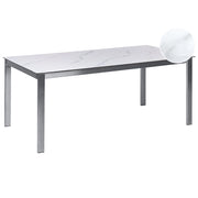 Tavolo da giardino Piano in vetro temperato effetto marmo Struttura in acciaio inox Rettangolare 180 x 90 cm 6 posti a sedere