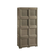 ARMADIO 4 MODULI WENGÉ 79X43X164 CM CON 4 ANTE CHIUSE E 4 TRAFORATE – MOBILE ALTO MULTIUSO PER ZONA GIORNO E BALCONE COPERTO