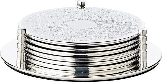 Set di 6 sostegni per bicchieri in argento (Ø 9 cm) - piatto come sostituto per tovaglia per bicchieri, sostegno per bicchieri, sostegno per tazze - in cerchio per piatti, candele, bicchieri, bevande al posto di tovaglioli per birra