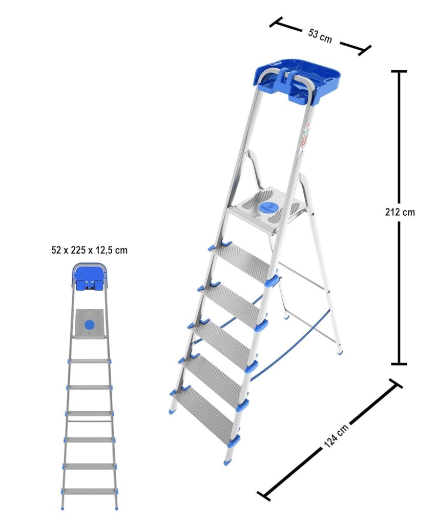 Colombo New Scal Atlantica 7 Scaletta con gradini Alluminio, Blu