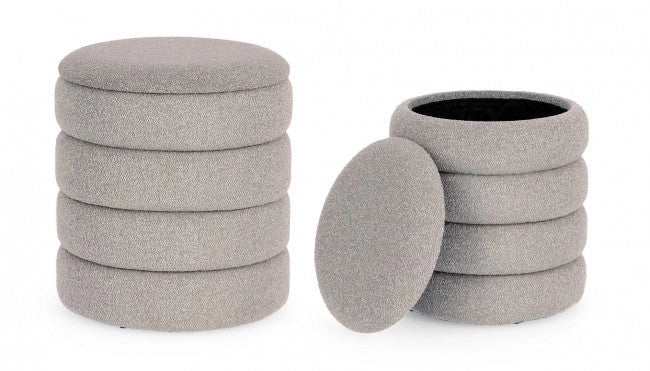 Set 2 Pouf Contenitore Katerina in Bouclè