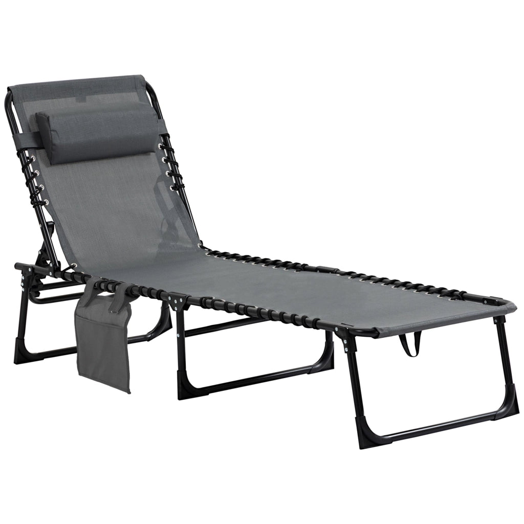 Sdraio pieghevole ¨C zephmum ¨C Grigio, Acciaio, Tessuto rete, Con cuscino