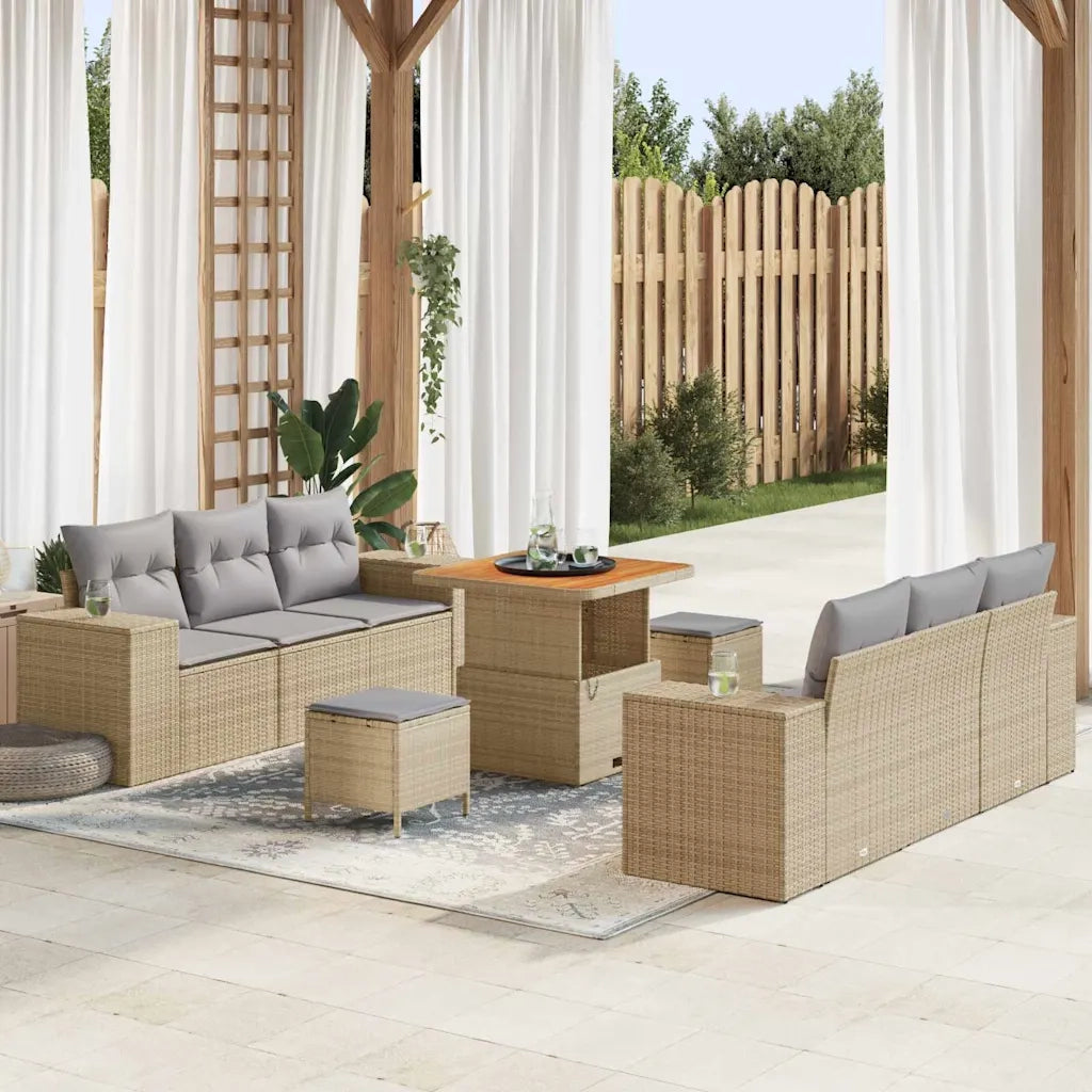Set Divano da Giardino Beige e Grigio Chiaro 221 x 204 x 85 cm 3363907