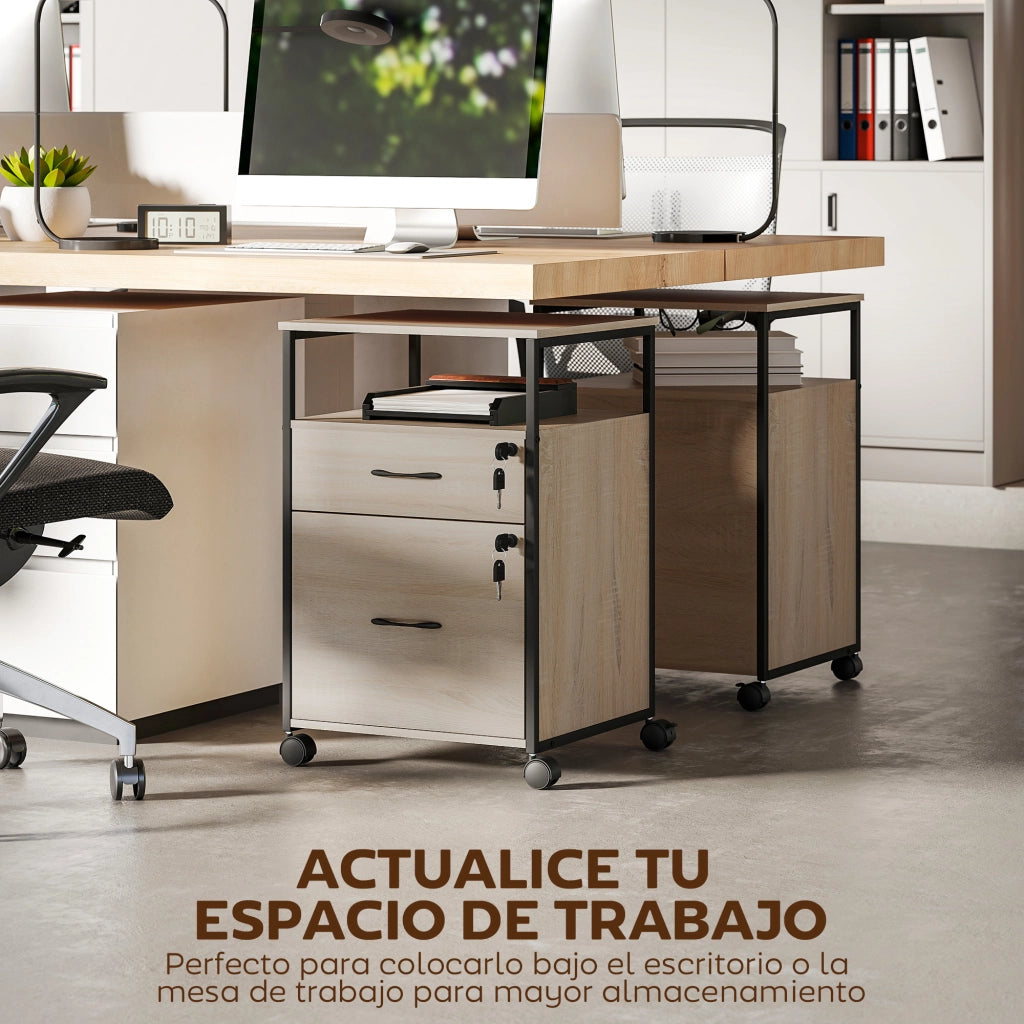 Scrivania con cassetti e ruote ¨C zephmum ¨C 44x40x66,5 cm legno