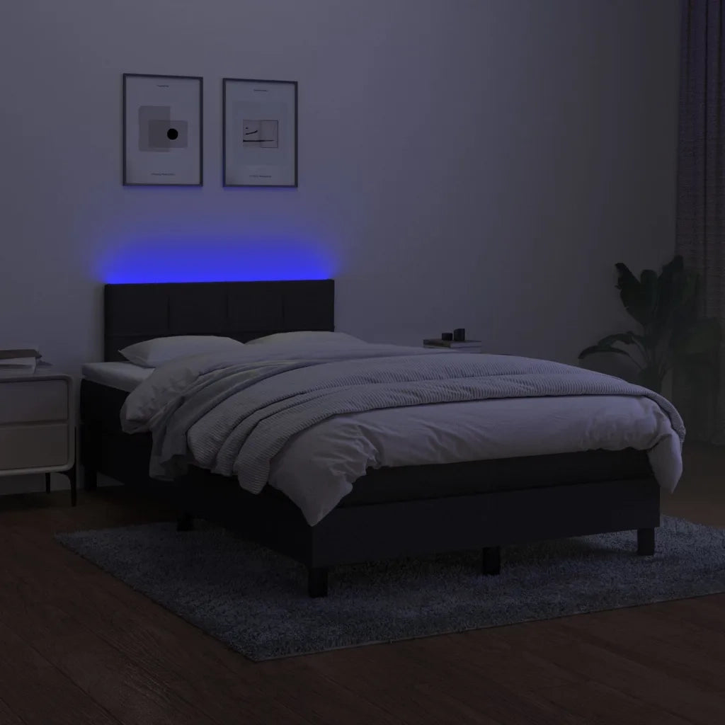 Letto a Molle con Materasso e LED Nero 120x200cm in Tessuto cod mxl 64009
