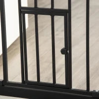 Barriera di Sicurezza Animali di 104,1h cm con Porta a Chiusura Automatica, Sistema di Doppio Bloccaggio, Nero