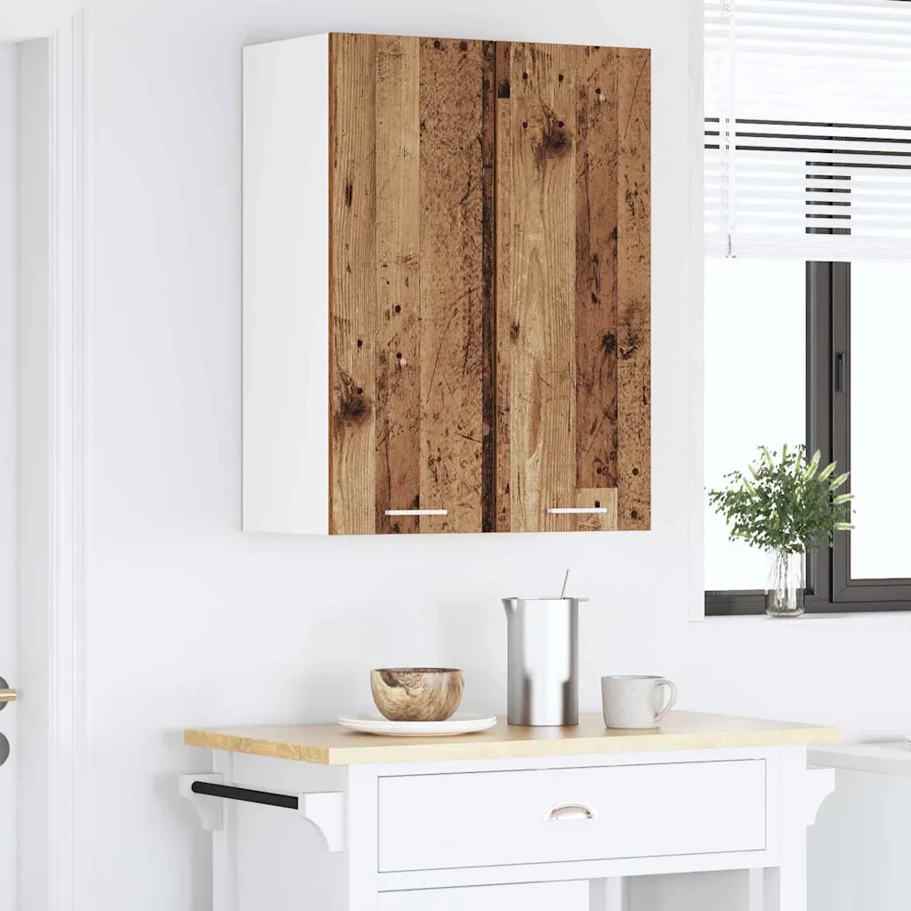 Armadio pensile con porta Legno Antico e Bianco 30 x 31 x 80 cm 884254