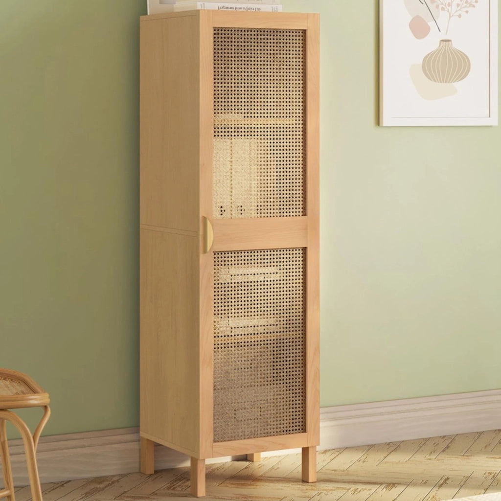 EDHEN Contenitore a 1 anta con ripiani in canna color legno