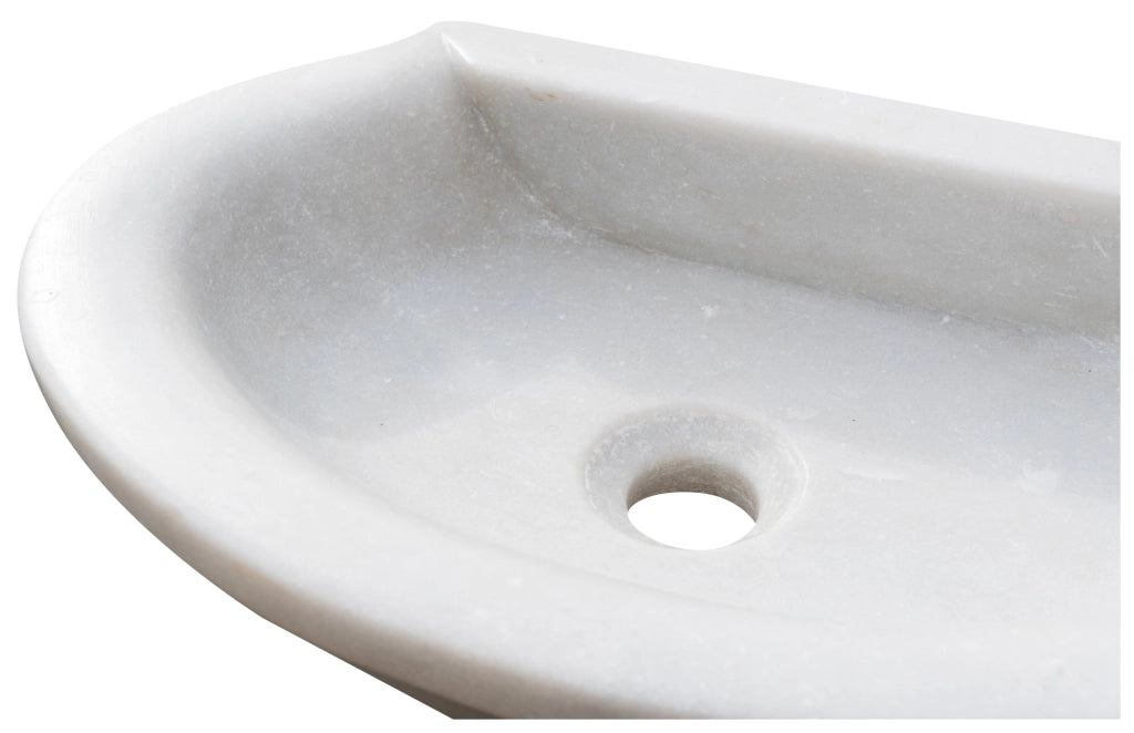 Biscottini Lavandino in marmo bianco L46xPR31xH13 cm Vasca realizzata completamente