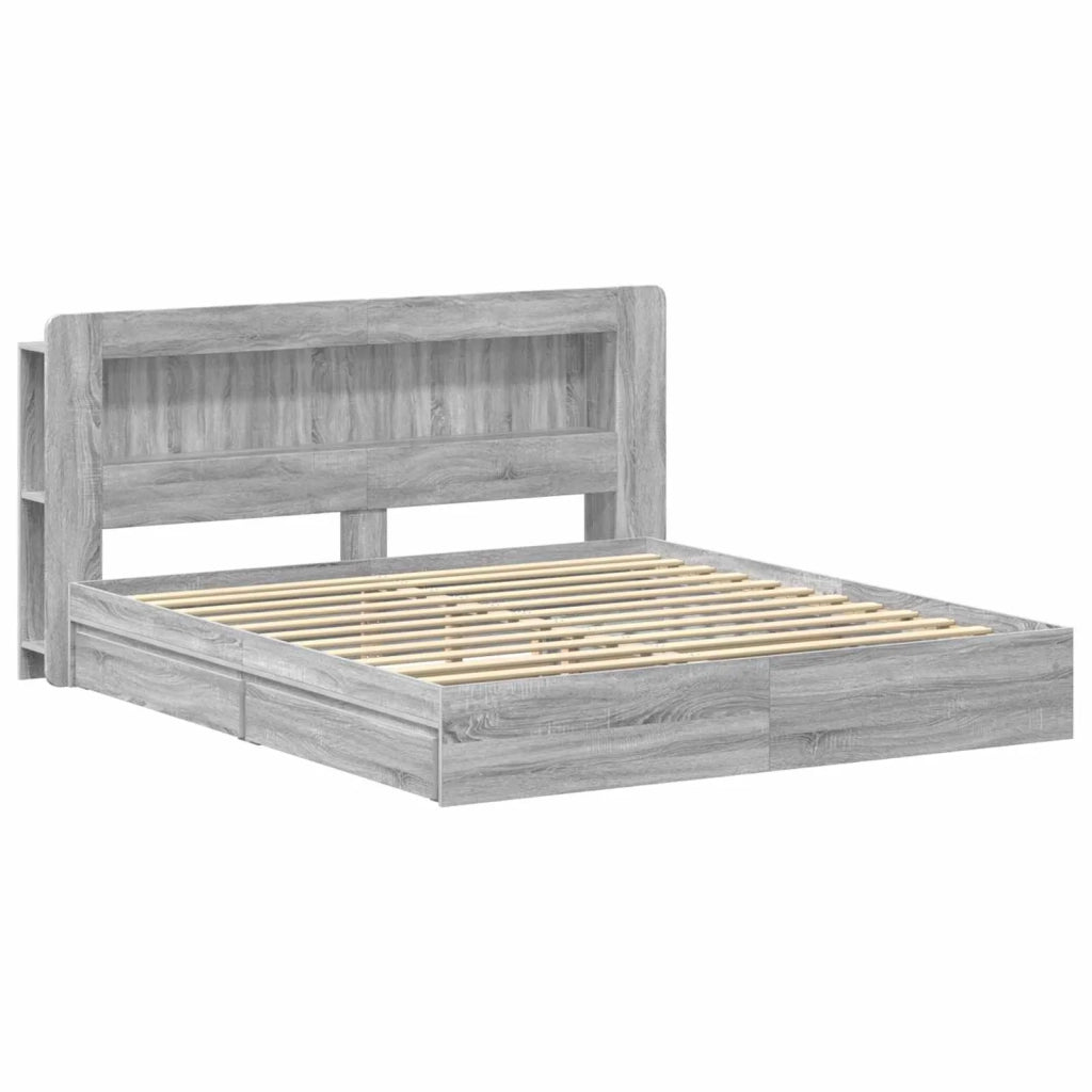 Telaio del letto con storage Sonoma grigio 200 x 200 cm