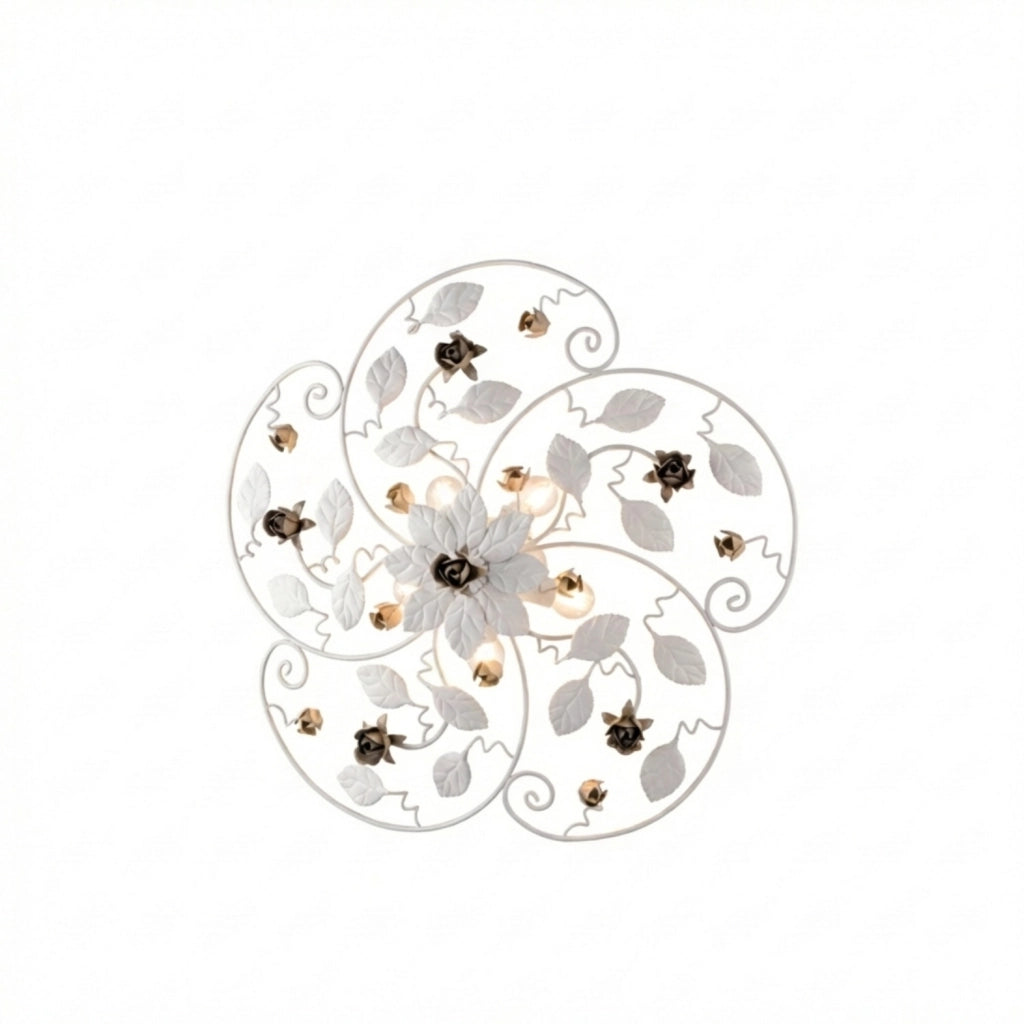 Plafoniera Shabby Chic Bella Metallo Bianco 5 Luci E14