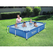 Trade Shop - Piscina Con Bordi Rettangolare 1200 Lt Fuori Terra Steel Pro 221x150x43cm 56401 -